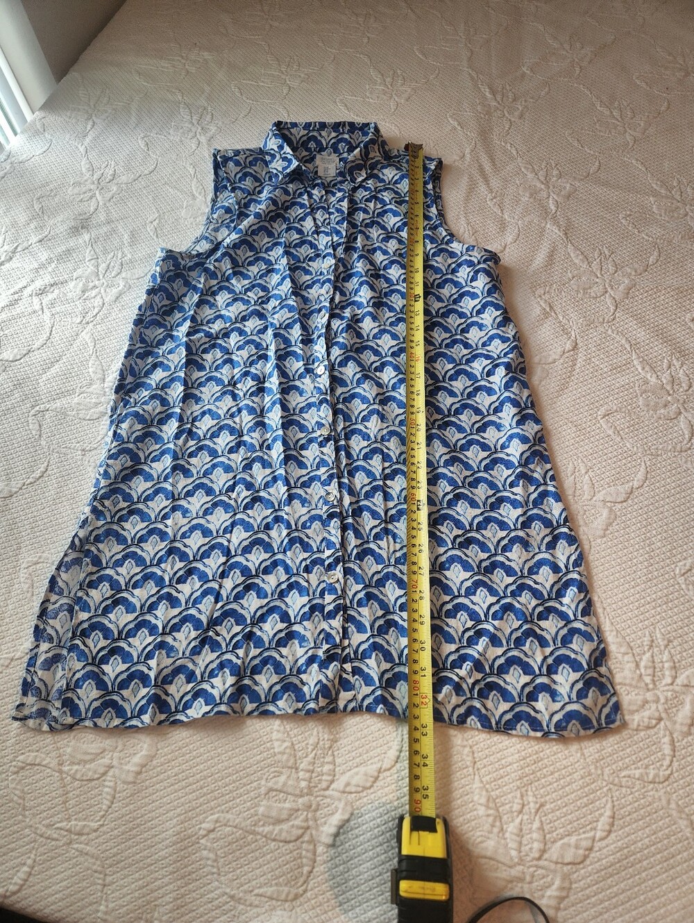 Sigrid Olsen Blue and White Printed Linen Top - Picture 5 of 9